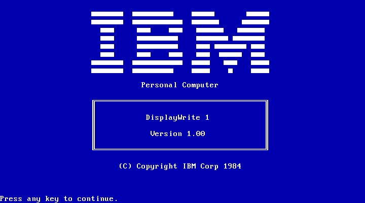 IBM DisplayWrite 1 - Splash